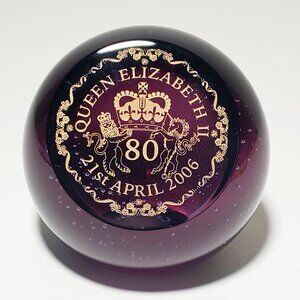 Royal Commemorative Paperweight – Queen’s 80th Birthday – Purple